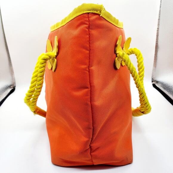 Y2K Escada Orange and Yellow Canvas Butterfly Detail Mini Tote Shoulder Handbag - Picture 5 of 13